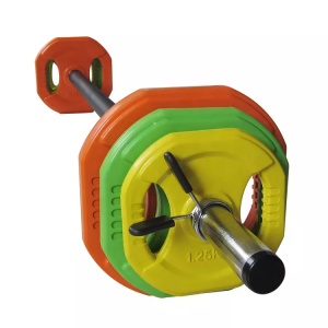 Custom Weight-Plate Rubber Covered Weights Gym Equipment Set Wholesale China Colorful Barbell Set